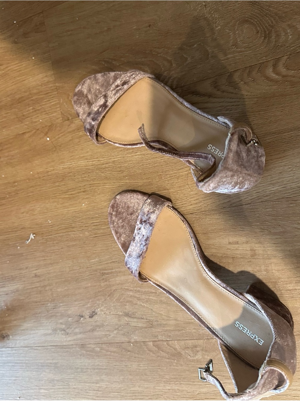 Express Pink Velvet Open-Toe Block Heel Sandals